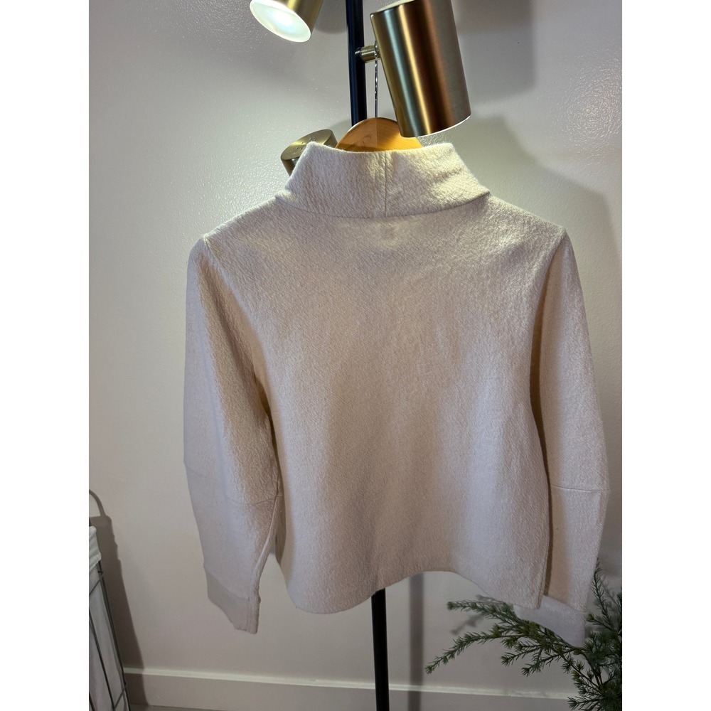 COS Womens Small Oatmeal Wool Blend Funnel Neck Sweater Midweight Neutral 229340